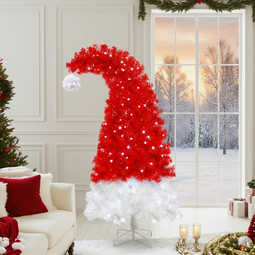 red tree① K168076LED - Flocked Red Fir Christmas Tree | Vickerman